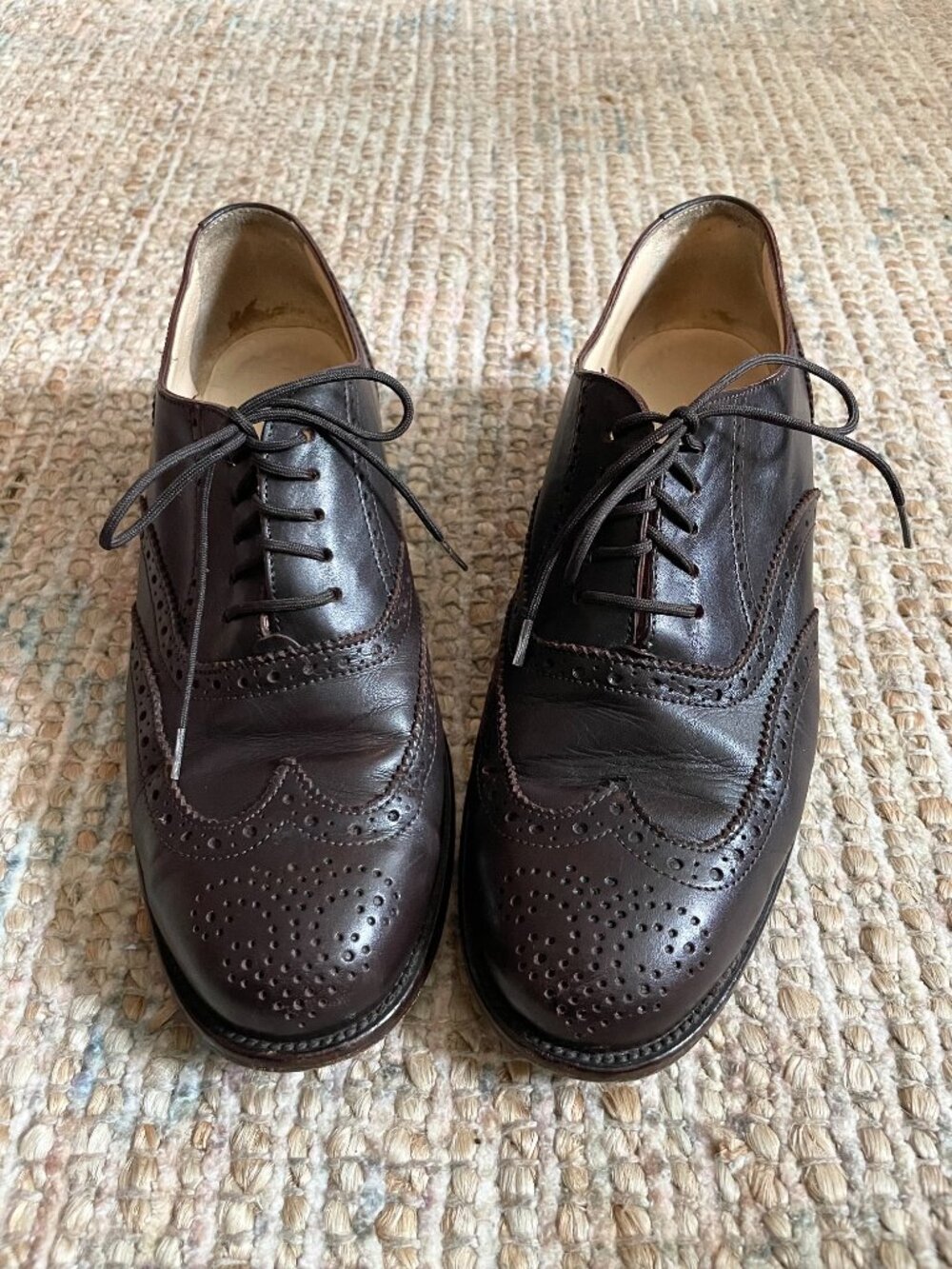 J.Crew Vintage Italian Leather Wingtip Oxfords Women's Size 7 Made in Italy - Picture 3 of 5